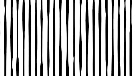 Circular pattern with black and white vertical stripes on a black background